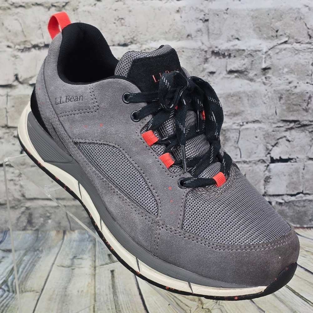 LL Bean Comfort Fitness Daily Walking Shoes Mens 8.5 Wide Gray Suede Mesh 505865